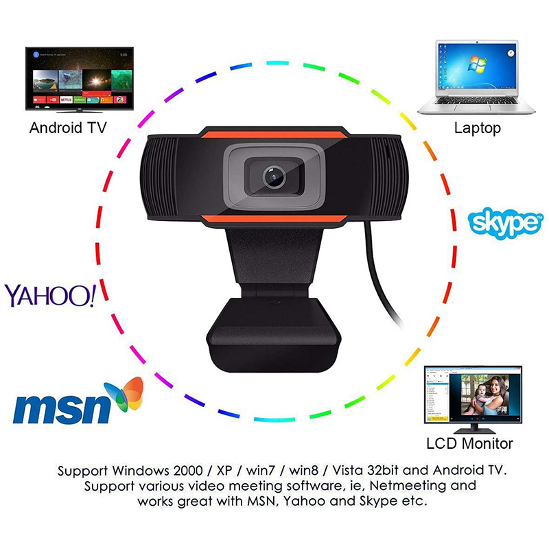 HD 1080P Computer Webcam PC desktop Rotable USB-2.0 Kamera med digital mikrofon